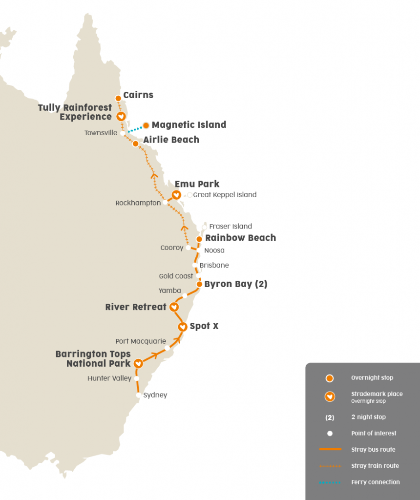 stray australia sydney cairns mick pass hop on hop off bus freestyle network east coast